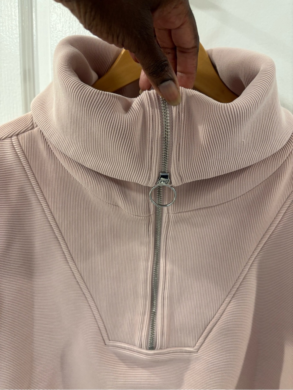 Varley Vine Half Zip Pullover Dusty Pink Ottoman Fabric Long Sleeve Sweatshirt - Picture 13 of 16